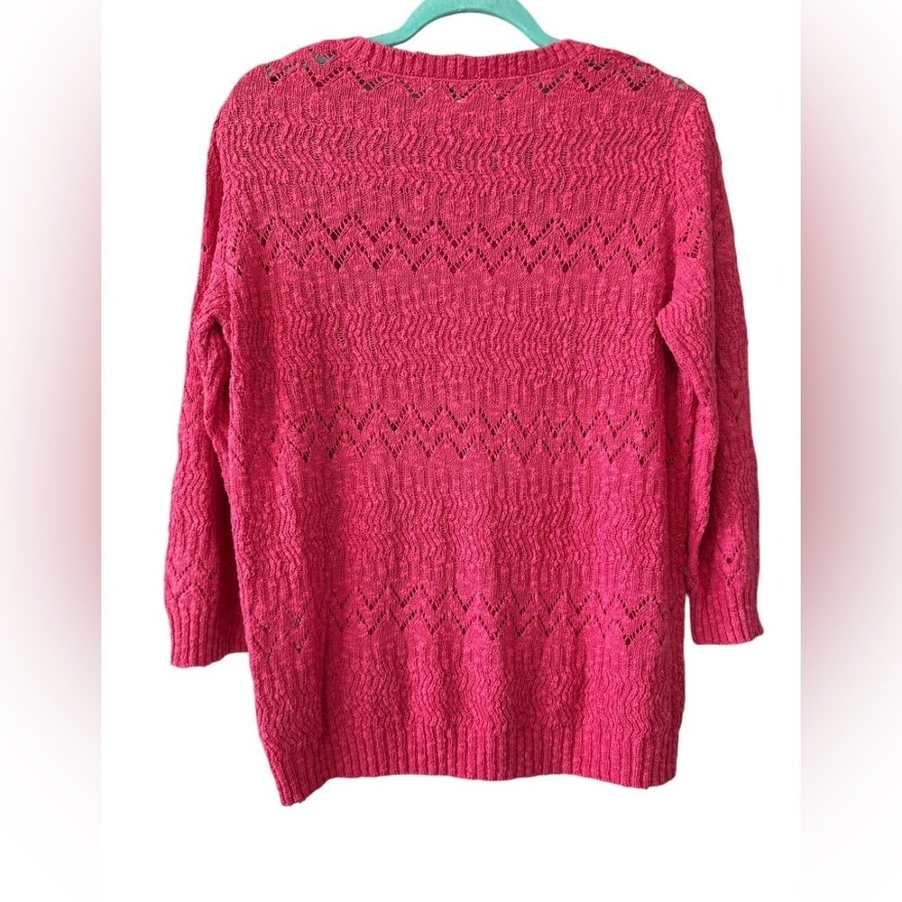 🔴 5 for $40 SALE! 
Jones New York Hot Pink Crew Neck Loose Knit Sweater sz XL - Picture 5 of 12